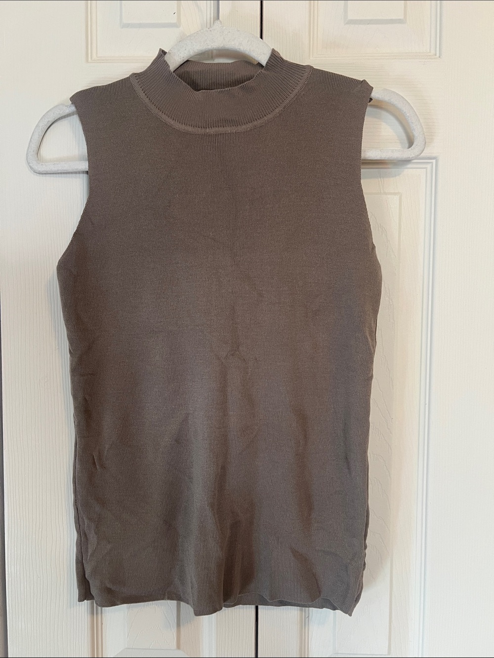 Sleeveless Mock Neck Knit Top - Taupe